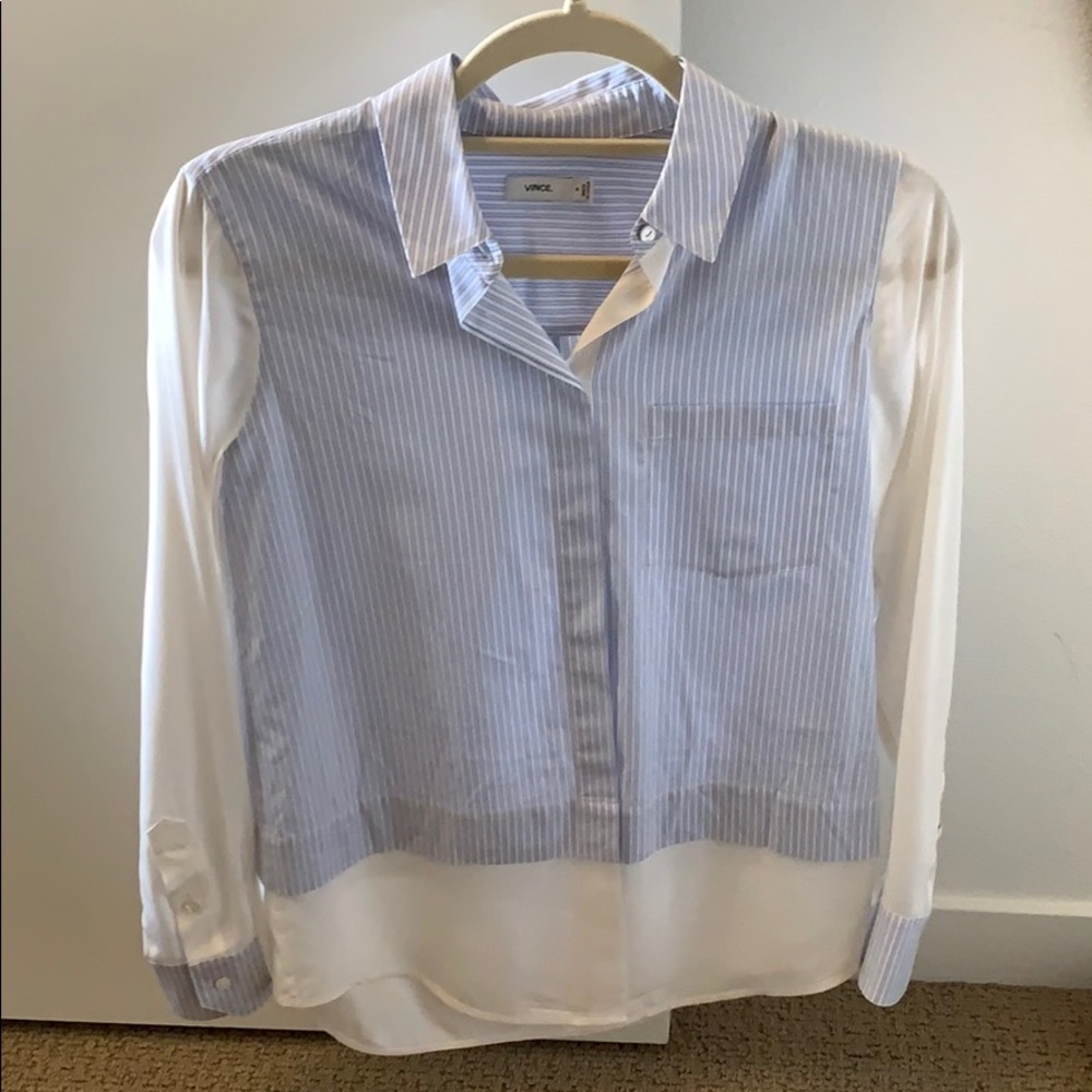 Vince Silk Button Down Blouse
